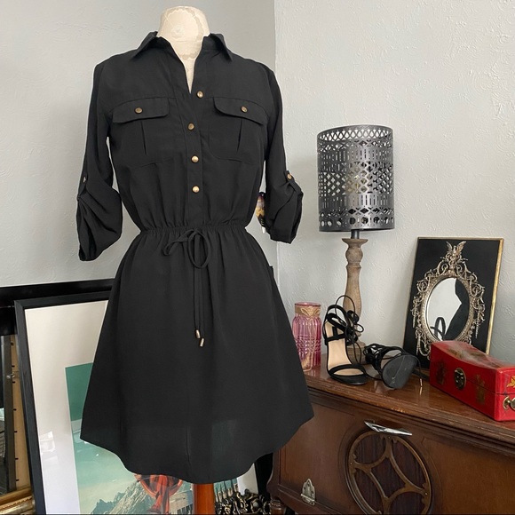 BeBop Dresses & Skirts - Bebop Black Shirt Pocket Dress
